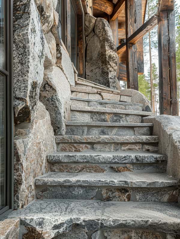 A granite walkway at a state park with trees in the background showing the diversity of Building stone providers have with granite.